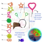 Kit Balada 130 Pçs Festa Neon Pulseira Óculos Tiara Gravata