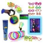 Kit Balada 130 Pçs Festa Neon Pulseira Óculos Tiara Gravata