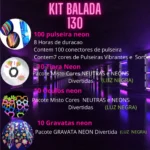 Kit Balada 130 Pçs Festa Neon Pulseira Óculos Tiara Gravata