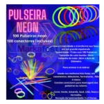 Kit Balada 130 Pçs Festa Neon Pulseira Óculos Tiara Gravata