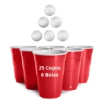 Jogo Beer Pong Red Cup Copo Americano Descartável E Bolinha