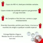 Jogo Beer Pong Red Cup Copo Americano Descartável E Bolinha