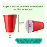Jogo Beer Pong Red Cup Copo Americano Descartável E Bolinha