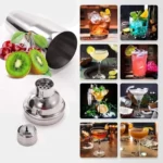 Kit Bar com 12 Peças em Aço Inox, Coqueteleira 550ml, Socador e Suporte de Bambu para Coquetelaria e Caipirinha – Marca Lorben