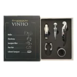 Kit Vinho 5 Peças: Abridor, Dosador, Saca Rolhas E Tampa