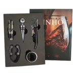 Kit Vinho 5 Peças: Abridor, Dosador, Saca Rolhas E Tampa