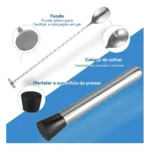 Kit 18 Caipirinha Profissional Coqueteleira 750ml Inox