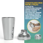 Kit Caipirinha Coqueteleira 500ml Drinks + Socador Macerador + Dosador 25/50ml De Bebidas Barman Bartender