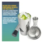 Kit Caipirinha Coqueteleira 500ml Drinks + Socador Macerador + Dosador 25/50ml De Bebidas Barman Bartender