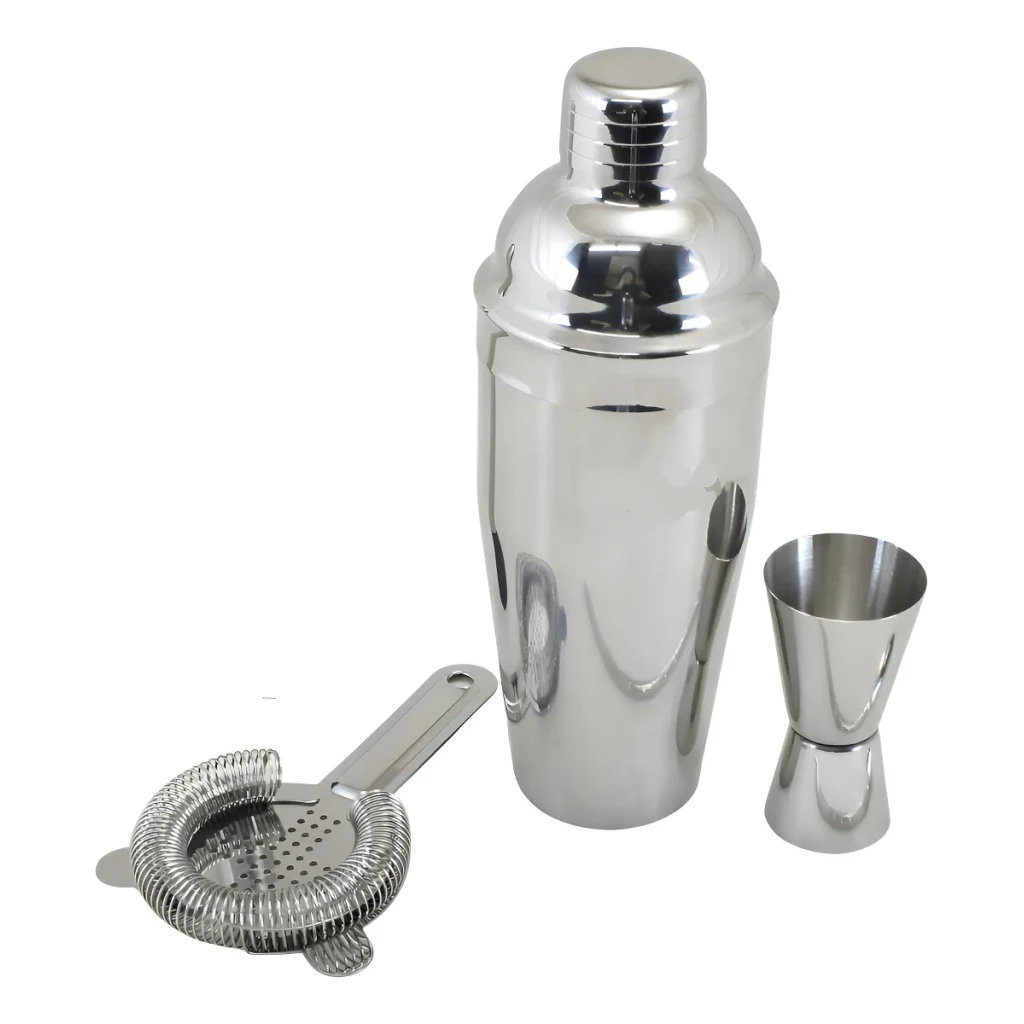 Kit Coqueteleira Coador E Dosador Drinks Em Inox 350ml Kit Coqueteleira Coador E Dosador Drinks Em Inox 350ml