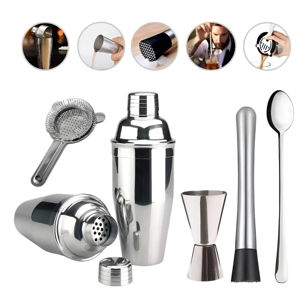 Kit Coqueteleira 5 Peças Inox Cor Prateado Kit Coqueteleira 5 Peças Inox Cor Prateado