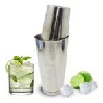 Kit Coqueteleira Profissional Boston 820 Ml Inox Com Peso