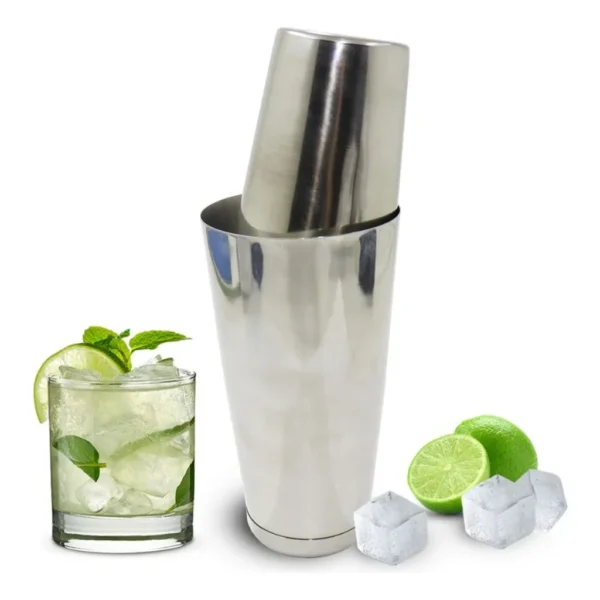 Kit Coqueteleira Profissional Boston 820 Ml Inox Com Peso