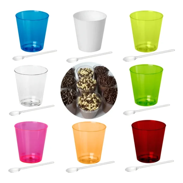 100 Copinho Brigadeiro 25ml +100 Colher Copo Tacinha Docinho