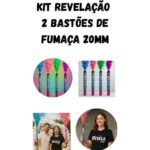 Kit 2 Bastão Fumaça Azul Rosa Verde Lilás Chá De Revelação