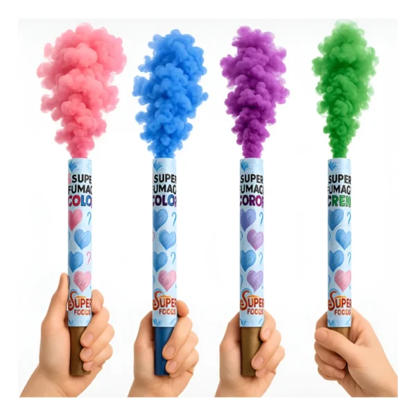 Kit 2 Bastão Fumaça Azul Rosa Verde Lilás Chá De Revelação