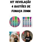 Kit 4 Bastão Fumaça Chá Revelação Azul Rosa Verde Lilás Show