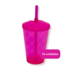 Kit 60 Copo Twister 300ml Tampa Canudo Balada Atacado Varejo