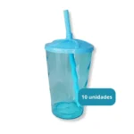 Kit 60 Copo Twister 300ml Tampa Canudo Balada Atacado Varejo