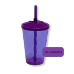 Kit 60 Copo Twister 300ml Tampa Canudo Balada Atacado Varejo