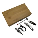Kit Para Vinho Com Acessórios E Maleta Em Madeira 5 Pçs