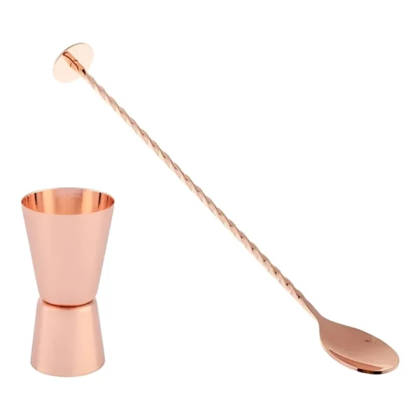 Kit Colher Bailarina Dosador Duplo Cor Cobre Rose Gin Drinks