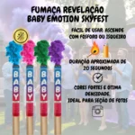 Kit Com 2 Fumaça Chá Revelação Bastão Baby Emotion Skyfest Cor Azul