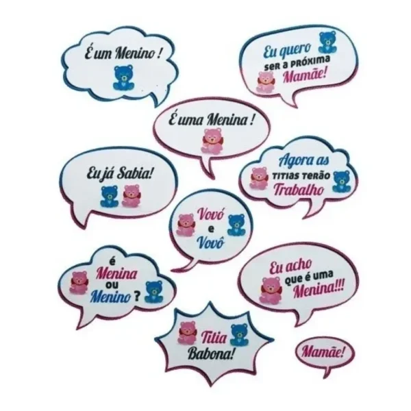 Plaquinha Para Fotos Festa Chá Revelação 10 Unidades