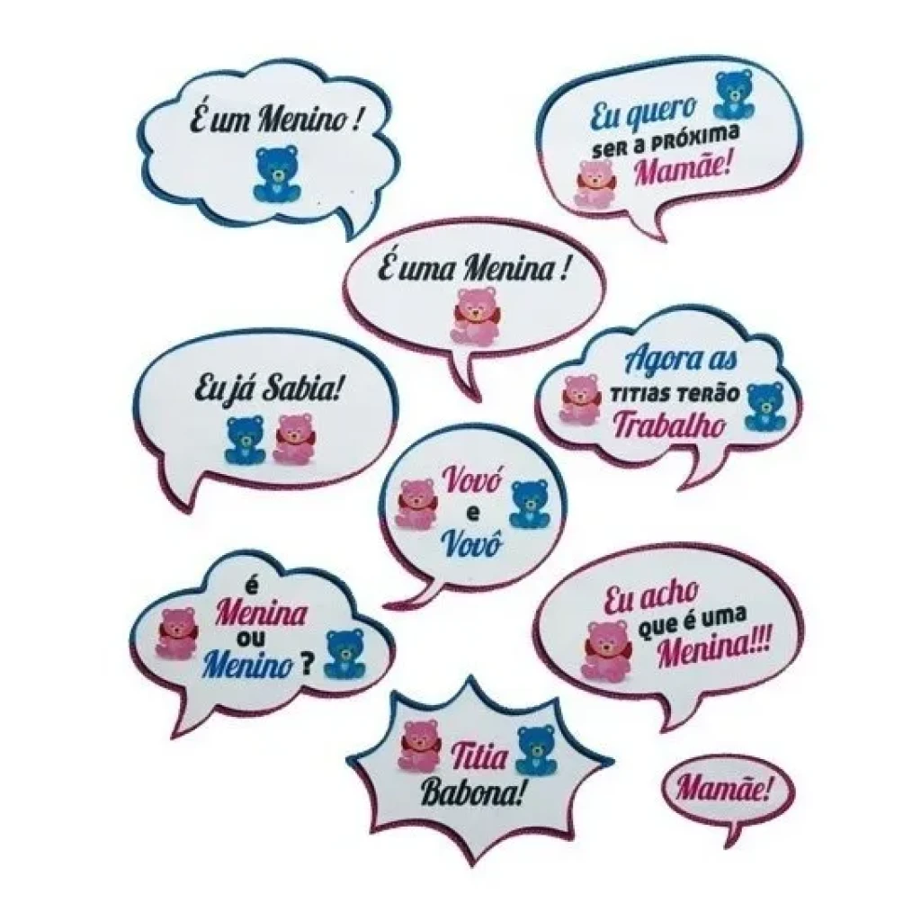 Plaquinha Para Fotos Festa Chá Revelação 10 Unidades Plaquinha Para Fotos Festa Chá Revelação 10 Unidades