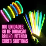 Pulseiras Neon Kit 100 Festa Tubo Balada Formatura Fluorescente Led
