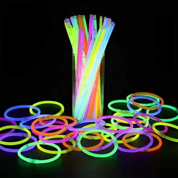 Pulseiras Neon Kit 100 Festa Tubo Balada Formatura Fluorescente Led