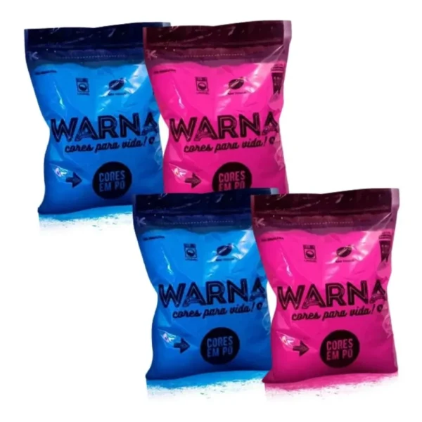 4 Tinta Pó Colorido Color Para Chá Revelação Rosa Ou Azul Cor 2 Azul + 2 Rosa