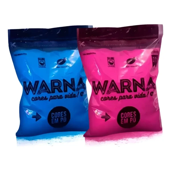 2 Tinta Em Pó Holi Chá Revelação Escapamento Balão 1 Azul + 1 Rosa