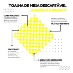 Kit Festa Toalhas Para Mesa Quadriculada Descartáveis 10 Un.