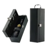 Kit Vinho Maleta Luxo Couro Ecológico + 4 Peças