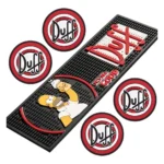 Kit Duff Simpsons Bar Mat + 4 Porta Copo Tapete Emborrachado
