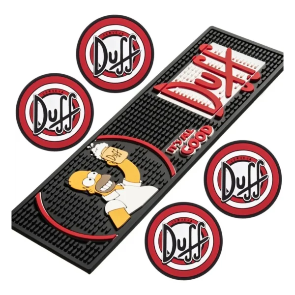 Kit Duff Simpsons Bar Mat + 4 Porta Copo Tapete Emborrachado