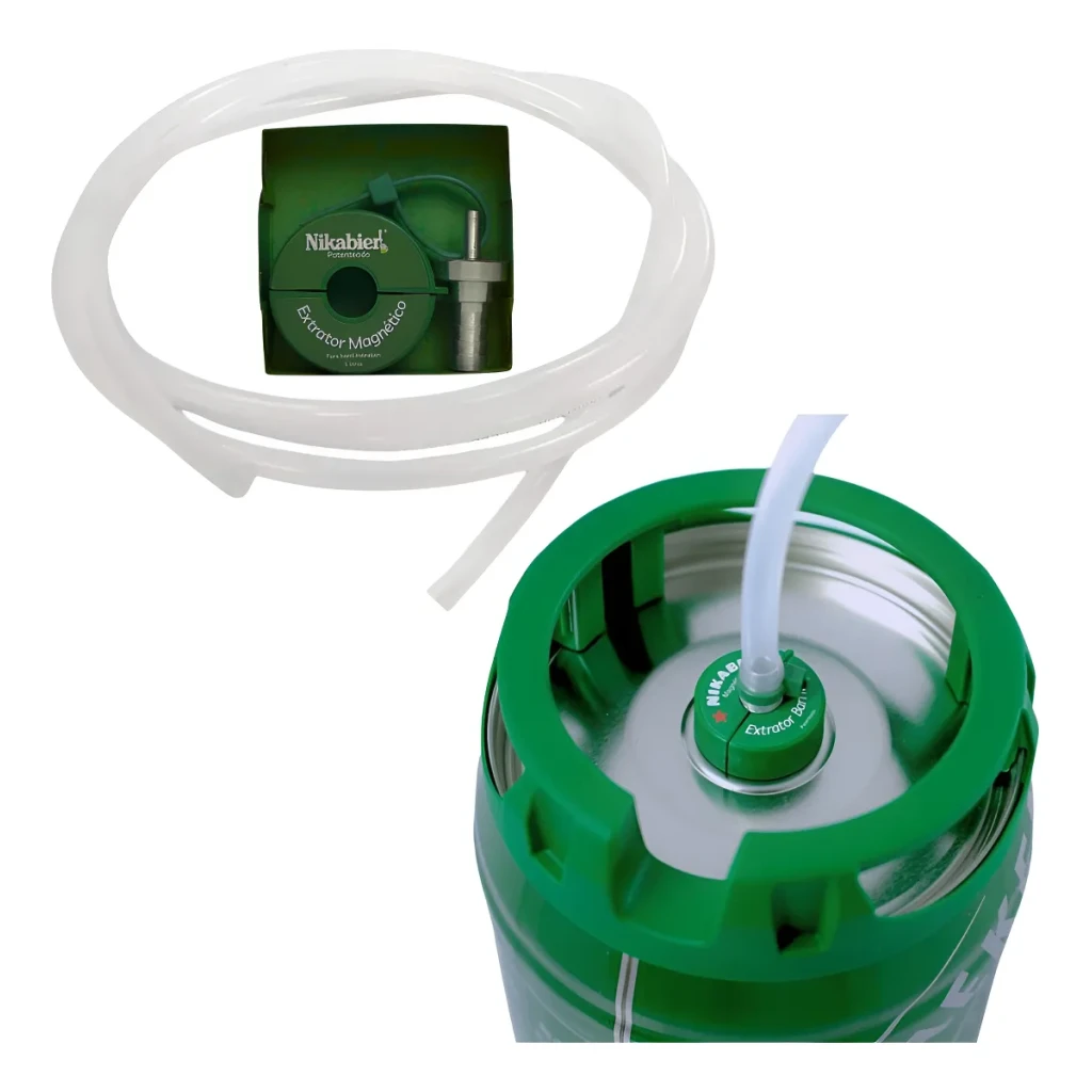 Extrator Barril Heineken + Mangueira Silicone Atoxica 10x6mm Cor Verde Extrator Barril Heineken + Mangueira Silicone Atoxica 10x6mm Cor Verde