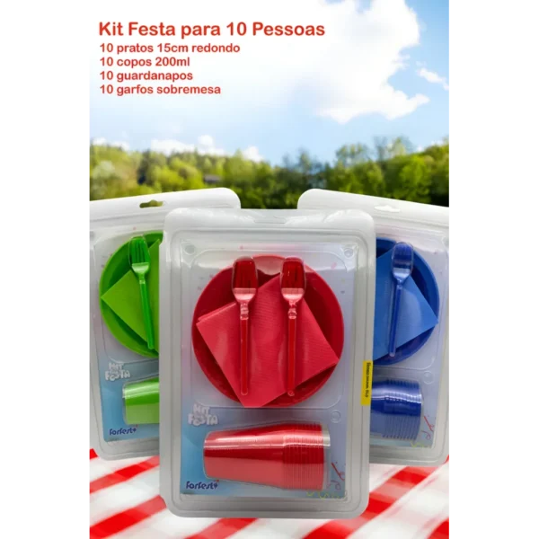 Kit Festa Descartável Copinho Pratinho Garfinhos Guardanapos
