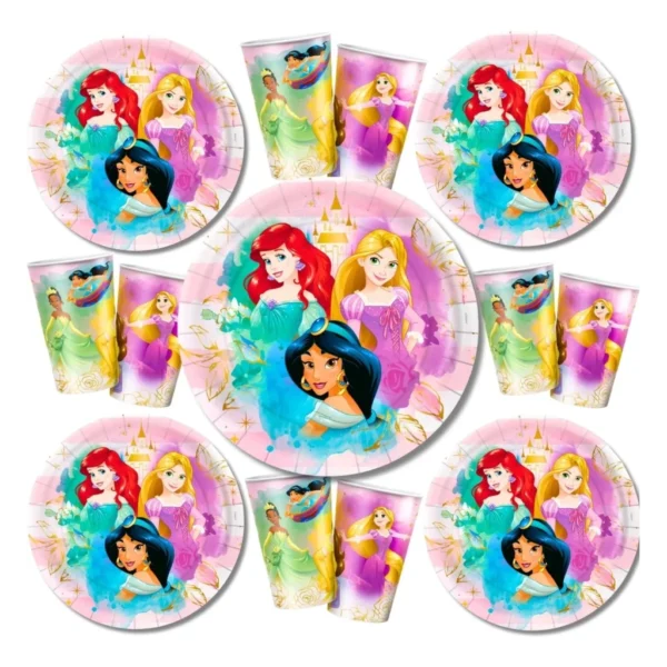 Kit Festa Princesas Disney 8 Copos 8 Pratos Aniversário