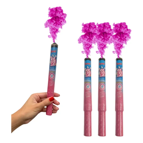 Fumaça Rosa Chá Revelação Bastão Kit C/ 04 Unidades Original