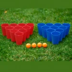 Jogo Beer Pong 20 Copos Plastico Rigido Resistente 6 Bolas Cor Vermelho E Azul