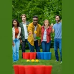 Jogo Beer Pong 20 Copos Plastico Rigido Resistente 6 Bolas Cor Vermelho E Azul