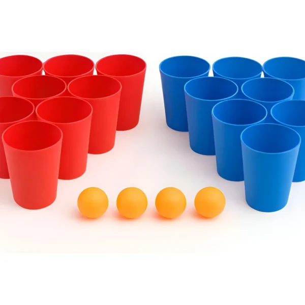 Jogo Beer Pong 20 Copos Plastico Rigido Resistente 6 Bolas Cor Vermelho E Azul