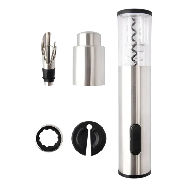 Kit Para Vinho Preto E Prata 5 Peças Luxo Premium Cozinha