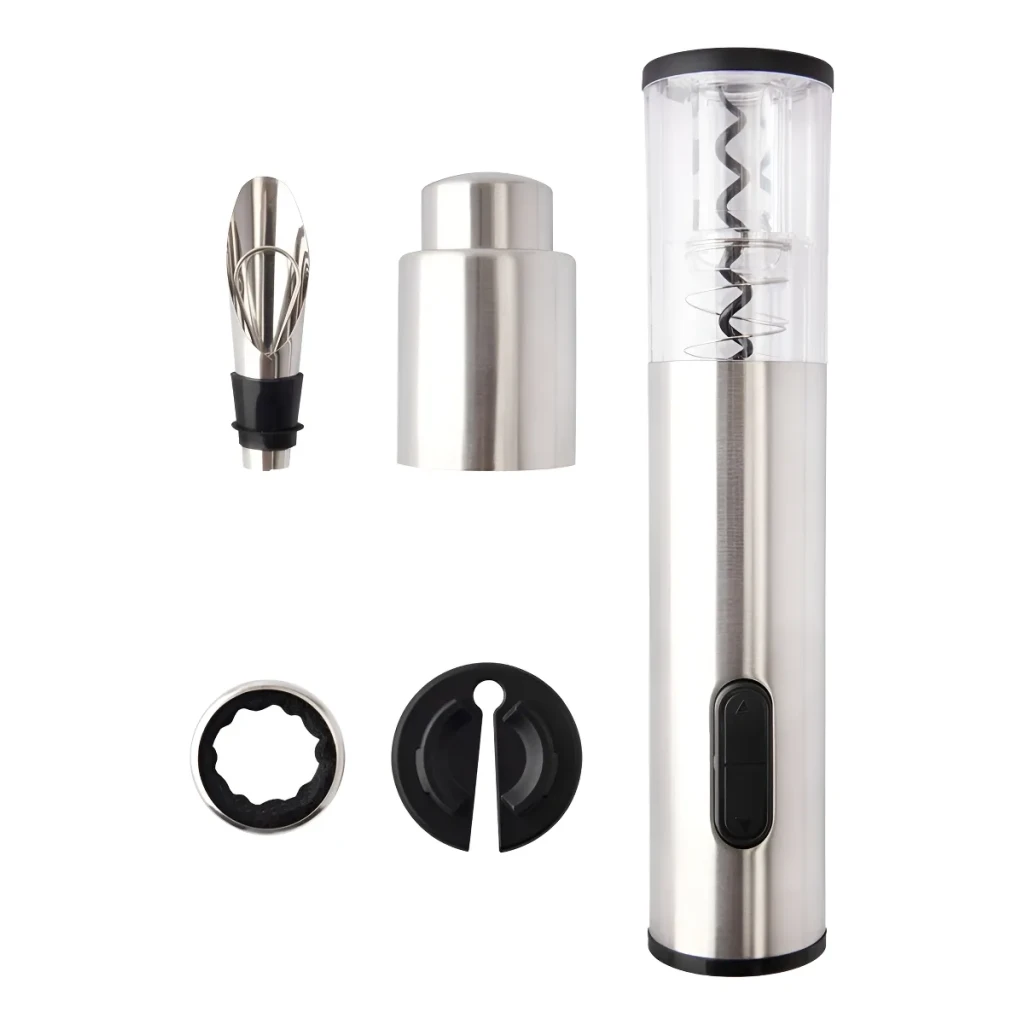 Kit Para Vinho Preto E Prata 5 Peças Luxo Premium Cozinha Kit Para Vinho Preto E Prata 5 Peças Luxo Premium Cozinha