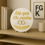 Kit Placa Pajem Frases E Porta Aliança Casamento Espelhado