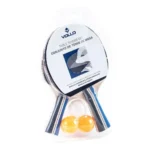 Kit Tênis De Mesa Ping Pong Vollo Com 2 Raquetes + 3 Bolas Cor Laranja/Azul