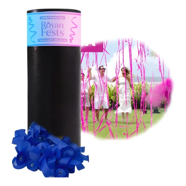 Lançador Papel Serpentina+ Pó Colorido - Chá Revelação