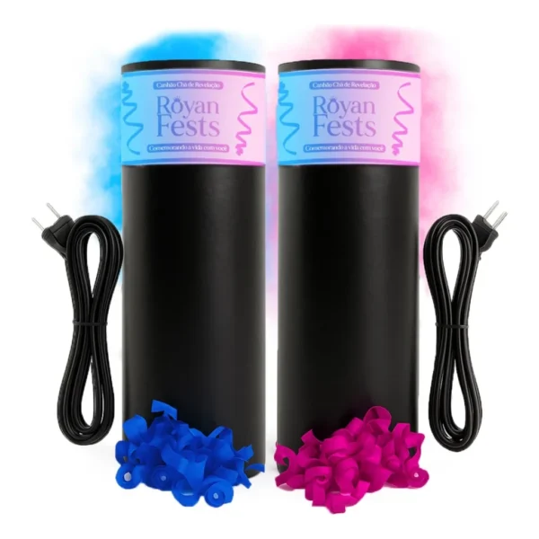 2 Lançador Chá Revelação Papel E/ou Pó - Aciona Elétrico